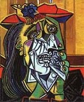 Colour Painting by Pablo Picasso :  'Woman Weeping' 1937.  Click here to go directly to the Official WebSite  -  France.